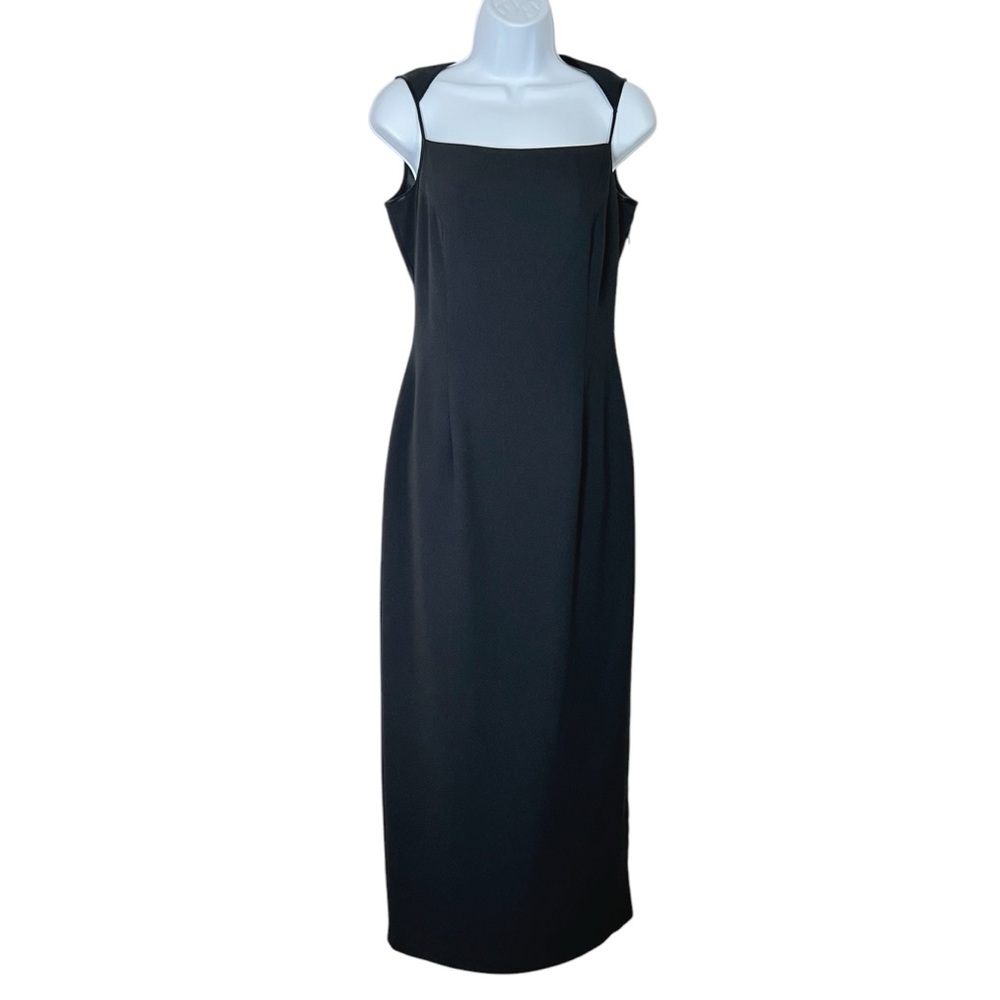 Joseph Ribkoff Minimalist Formal Sheath Dress 6 Black Event Party Floor Length